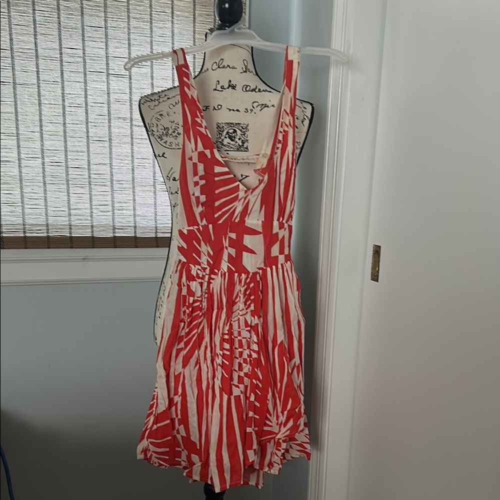 Billabong Medium Red and White Sleeveless Dress